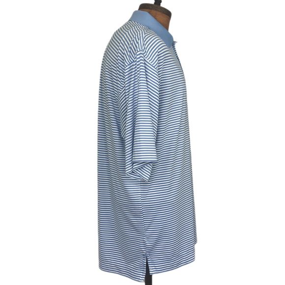 Footjoy Hershey Country Club Polo Shirt Men Size Medium Blue White Striped - Picture 4 of 5